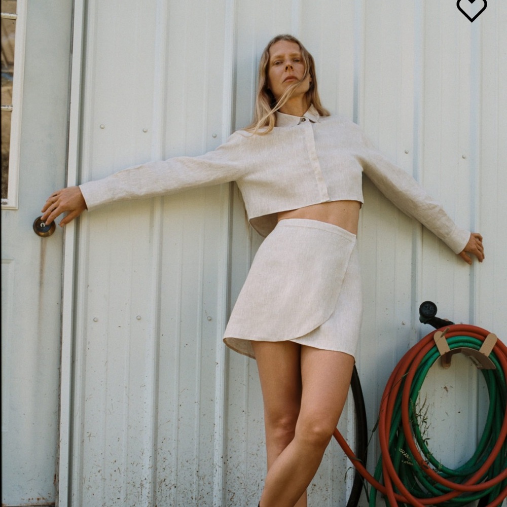 Reformation mini linen skirt